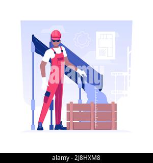 Vektordarstellung „isoliertes Konzept für Gießbeton“. Builder gießt das Fundament mit Beton, Zementmischer, Privathausbau, Aushubarbeiten, Auftragnehmer Job-Vektor-Konzept. Stock Vektor