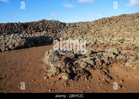 Mo'okini Heuiau im Norden von Big Island, Hawaii - Ruinen eines Tempels der hawaiianischen Religion im Kohala Historical Sites State Monument in der Nähe von Upo Stockfoto