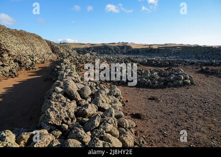 Mo'okini Heuiau im Norden von Big Island, Hawaii - Ruinen eines Tempels der hawaiianischen Religion im Kohala Historical Sites State Monument in der Nähe von Upo Stockfoto