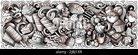 Süßigkeiten handgezeichnete Cartoon-Kritzeleien Illustration. Stock Vektor