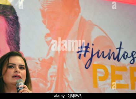 Recife, Brasilien. 16.. Mai 2022. PE auf ihrem Ticket. Die Pressekonferenz fand im Hauptquartier der Partei im Stadtteil Terreão statt. Recife. Quelle: João Carlos Mazella/FotoArena/Alamy Live News Stockfoto