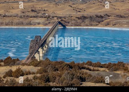 Chamberlain Rail Bridge über den Missouri River, South Dakota, USA Stockfoto