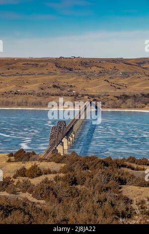 Chamberlain Rail Bridge über den Missouri River, South Dakota, USA Stockfoto