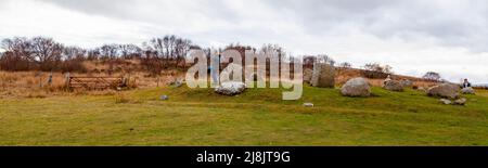 Fingals Kessel-Sitz, Machrie Moor, Isle of Arran, Schottland. Legendäre Seite, die mit Fingal, alias Fionn Mac Cumhail, einem irischen Riesen, verbunden ist Stockfoto