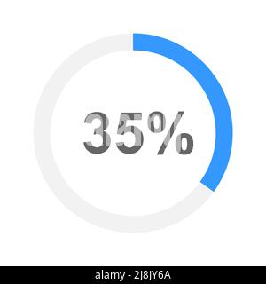 Rund 35 Prozent gefüllte Ladebar oder Batterieladung. Prozesssymbol für Fortschritt, Warten, Übertragung, Zwischenspeicherung oder Herunterladen der Website- oder mobilen App-Schnittstelle. Vektorgrafik flach Stock Vektor