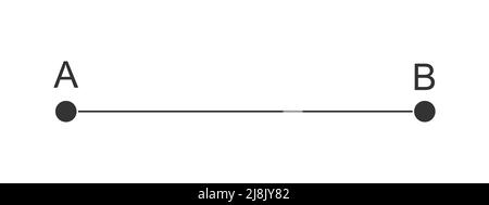 Gerade Linie mit Buchstaben A und B an Start- und Endpunkten. Symbol für Richtung, Ziel, Ziel, kurzer Weg, leichte Herausforderung, Schneller Weg, idealer Plan. Vektordarstellung Stock Vektor