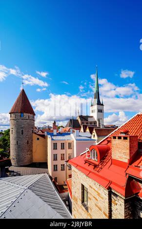 Blick auf die St. Olaf-Kirche, Altstadt, Tallinn, Estland Stockfoto