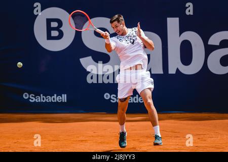 BARCELONA - APR 18: Egor Gerasimov in Aktion während des Barcelona Open Banc Sabadell Tennisturniers im Real Club De Tenis Barcelona am 18. April 20 Stockfoto