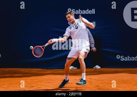 BARCELONA - APR 18: Egor Gerasimov in Aktion während des Barcelona Open Banc Sabadell Tennisturniers im Real Club De Tenis Barcelona am 18. April 20 Stockfoto