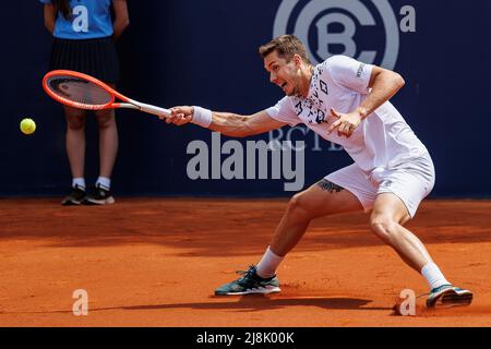 BARCELONA - APR 18: Egor Gerasimov in Aktion während des Barcelona Open Banc Sabadell Tennisturniers im Real Club De Tenis Barcelona am 18. April 20 Stockfoto