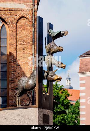 Stadtmusikanten der Bremer Skulptur, Altstadt, Riga, Lettland Stockfoto