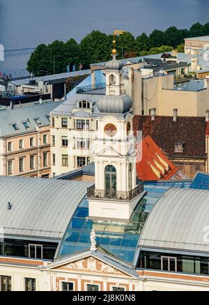 Rathaus, erhöhte Ansicht, Riga, Lettland Stockfoto