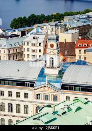 Rathaus, erhöhte Ansicht, Riga, Lettland Stockfoto