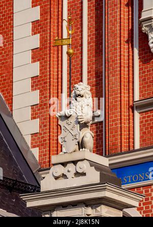 Haus der Schwarzen Köpfe, Detailansicht, Rathausplatz, Riga, Lettland Stockfoto