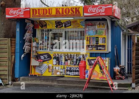 Typischer Kiosk im Ruhrgebiet, Deutschland, Nordrhein-Westfalen, Bochum-Gerthe Stockfoto