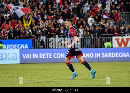 Unipol Domus, Cagliari, Italien, 15. Mai 2022, Charalampos Lykogiannis von Cagliari Calcio, Esultanza, nach dem Tor bei Cagliari C Stockfoto