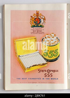 Old 1950s British Advertising for State Express 555 Cigarettes Stockfoto