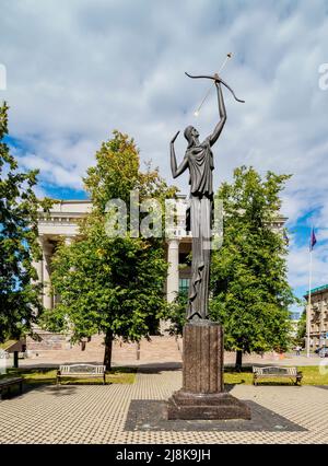 Zinia Skulptur vor der Martynas Mazvydas Nationalbibliothek von Litauen, Vilnius, Litauen Stockfoto