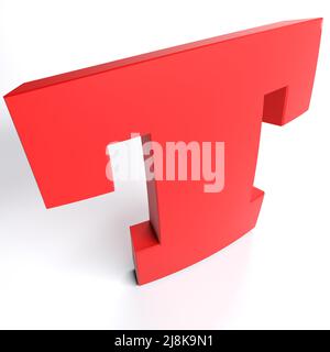 T alphabetischer Buchstabe isoliert auf weißem Hintergrund - 3D Rendering Illustration Stockfoto