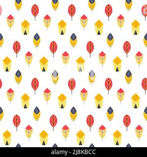 Nahtloses Muster mit Federn. Vektordarstellung auf weißem Hintergrund isoliert. Stock Vektor