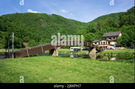 Camping Camping du Moulin, im grünen Tal des Flusses Sure, Bourscheid-Plage, Bourscheid, Diekirch, Ardennen, Luxemburg, Europa Stockfoto