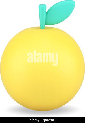 Hell glänzend gelb Apfel Zitrone Kreis Form Frucht realistisch 3D Symbol Vorlage Vektor-Illustration. Reife Bio natürliche Ernte saisonale Frucht Vitami Stock Vektor