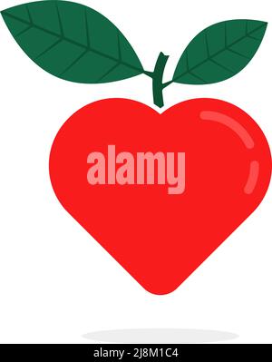 Einfaches rotes Herz mit Blattlogo Stock Vektor