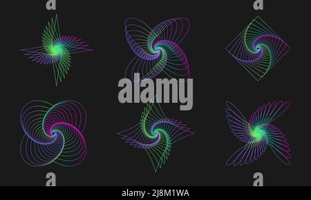 Der Brutalismus ist ein Star. Minimalistische geometrische Blüten mit Blütenblättern und Statistik. Zeitgenössische Formen. Isolierte Silhouetten mit Blumenelementen. Abstrakte Kontur Stock Vektor