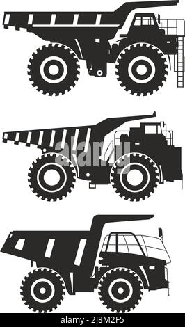 Detaillierte Darstellung von Bergbaumaschinen, schweren Geräten und Maschinen Stock Vektor