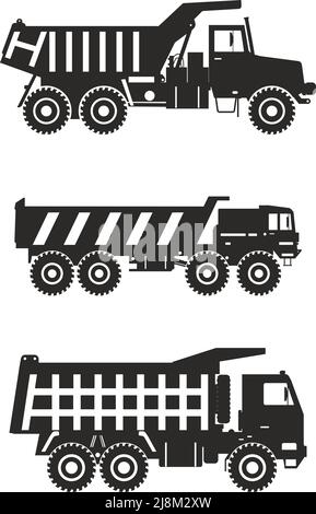 Detaillierte Darstellung von Bergbaumaschinen, schweren Geräten und Maschinen Stock Vektor