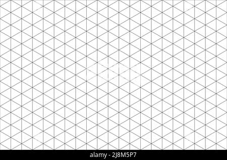 Abstraktes isometrisches Gittervektor-Nahtloses Muster. Schwarze und weiße dünne Linie Dreiecke Textur. Monochrome geometrische Mosaik minimalistischen Hintergrund. Plo Stock Vektor