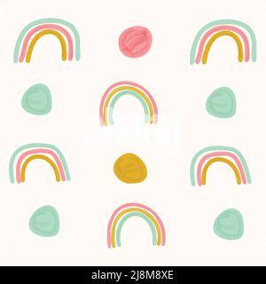Kindisch nahtloses Muster mit handgezeichneter Aquarell Regenbogen Stock Vektor