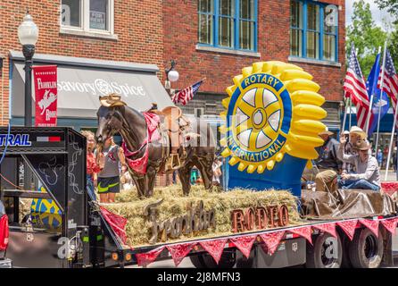 Rotary International Parade Festwagen in der franklin Rodeo Parade Stockfoto