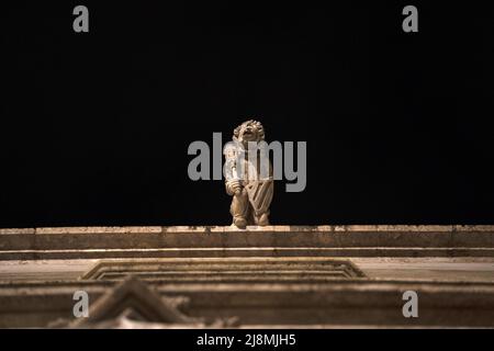 Seidenbörse Gebäude Valencia Lonja de la Seda Wasserspeier Detail Nacht Ansicht Stockfoto