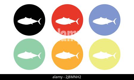 Fisch-Symbol-Set. Vektor isolierte abgerundete Colo Satz von Fischen Zeichen Stock Vektor