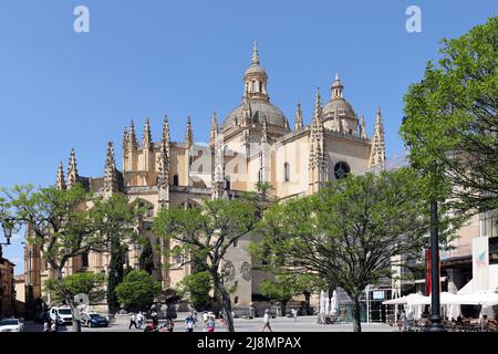 Kathedrale, Plaza Mayor, Segovia, Kastilien und León, Spanien. Stockfoto