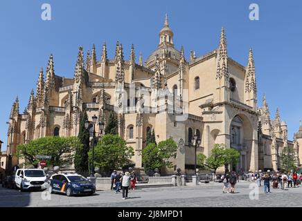 Kathedrale, Plaza Mayor, Segovia, Kastilien und León, Spanien. Stockfoto