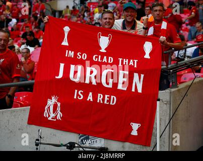 LONDON, ENGLAND - MAI 14: Liverpool-Banner während des FA Cup Finales zwischen Chelsea und Liverpool im Wembley Stadium, London, UK 14.. Mai 2022 Stockfoto