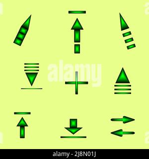 Neue Sammlung von Symbolen Set Pfeil Upload Richtung Infografik Zeichen Symbol abstrakte Hintergrund Vektor Illustration Stock Vektor