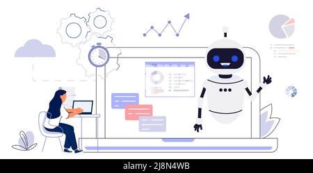 RPA Robotic Process Automation Innovation Technology Künstliche Intelligenz Web-Banner-Layout Business-Industrie, bot, Algorithmus, Codierung, analysieren, aut Stock Vektor