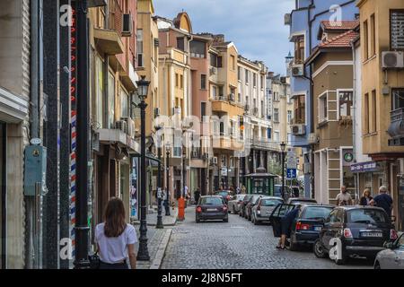 Straße in Kapana - die Falle berühmte Kunstviertel der Stadt Plovdiv, Hauptstadt der Provinz Plovdiv im südlichen Zentrum Bulgariens Stockfoto