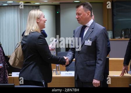 Die tschechische Verteidigungsministerin Jana Cernochova kommt zu einem EU-Verteidigungsminister-Rat in Brüssel, Belgien. 17.. Mai 2022. Kredit: ALEXANDROS MICHAILIDIS/Alamy Live Nachrichten Stockfoto