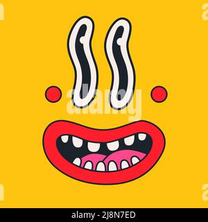Cartoon Vektor lustige niedliche Monster Gesicht Comic-Charakter. Stock Vektor