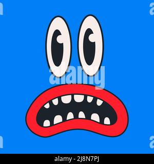 Cartoon Vektor lustige niedliche Monster Gesicht Comic-Charakter. Stock Vektor