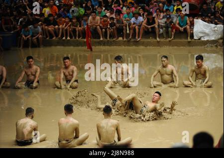 Vietnam Schlammball Wrestling Stockfoto