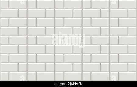 U-Bahn-Fliesen horizontal weiß Hintergrund U-Bahn-Backstein-Dekor nahtlose Muster für Küche, Bad oder im Freien Architektur Vektor Illustration Hochglanz b Stock Vektor