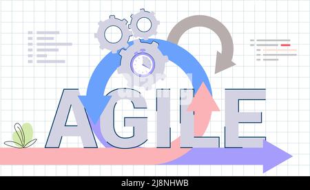 Agile Entwicklungsentscheidungen Methodik Geschäftskonzept Agiler Lebenszyklus für Softwareentwicklungsdiagramm effektive Teamarbeit für Projektsprint Stock Vektor