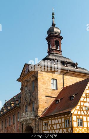 Bamberger altes Rathaus an der Regnitz in Bayern Stockfoto