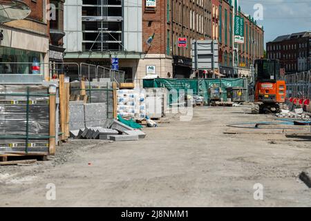Erweiterung einer der Hauptstraßen der O'Connell Street in limerick, Irland, Mai 15,2022 Stockfoto