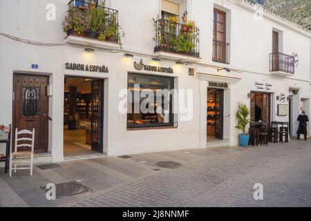 Sabor a España, spanisches Geschäft mit typisch spanischen Süßigkeiten, Mijas Pueblo. Stockfoto